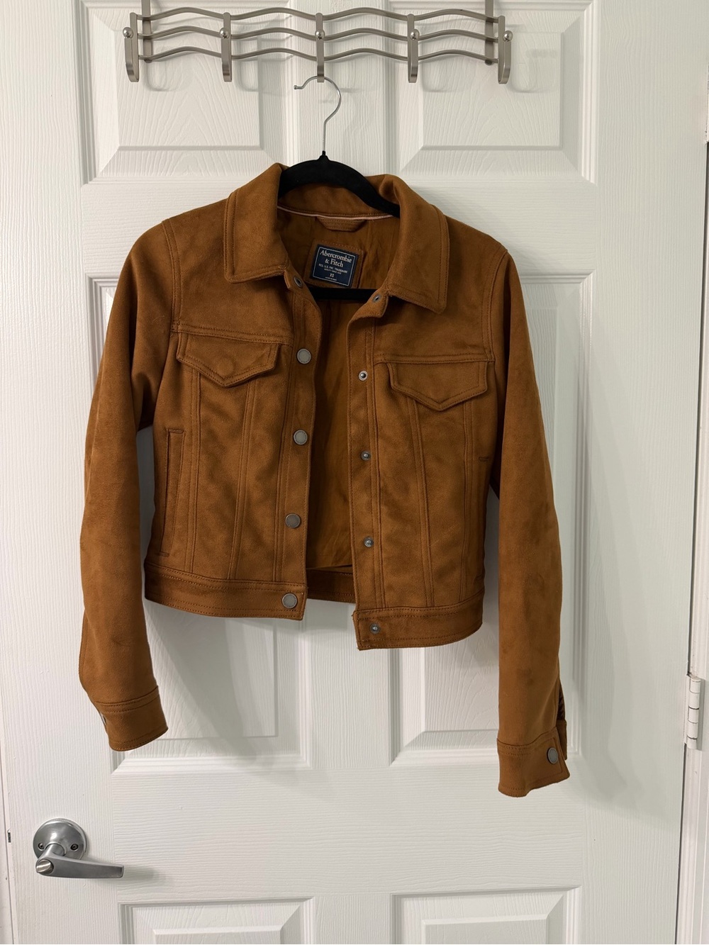 Abercrombie & Fitch Women's Faux Suede Trucker Jacket - Chestnut Brown